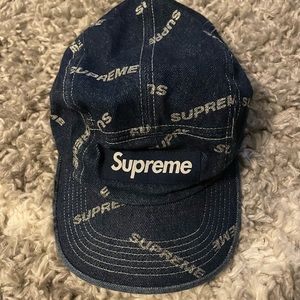 Blue Denim Supreme Repeat Logo Camp Cap